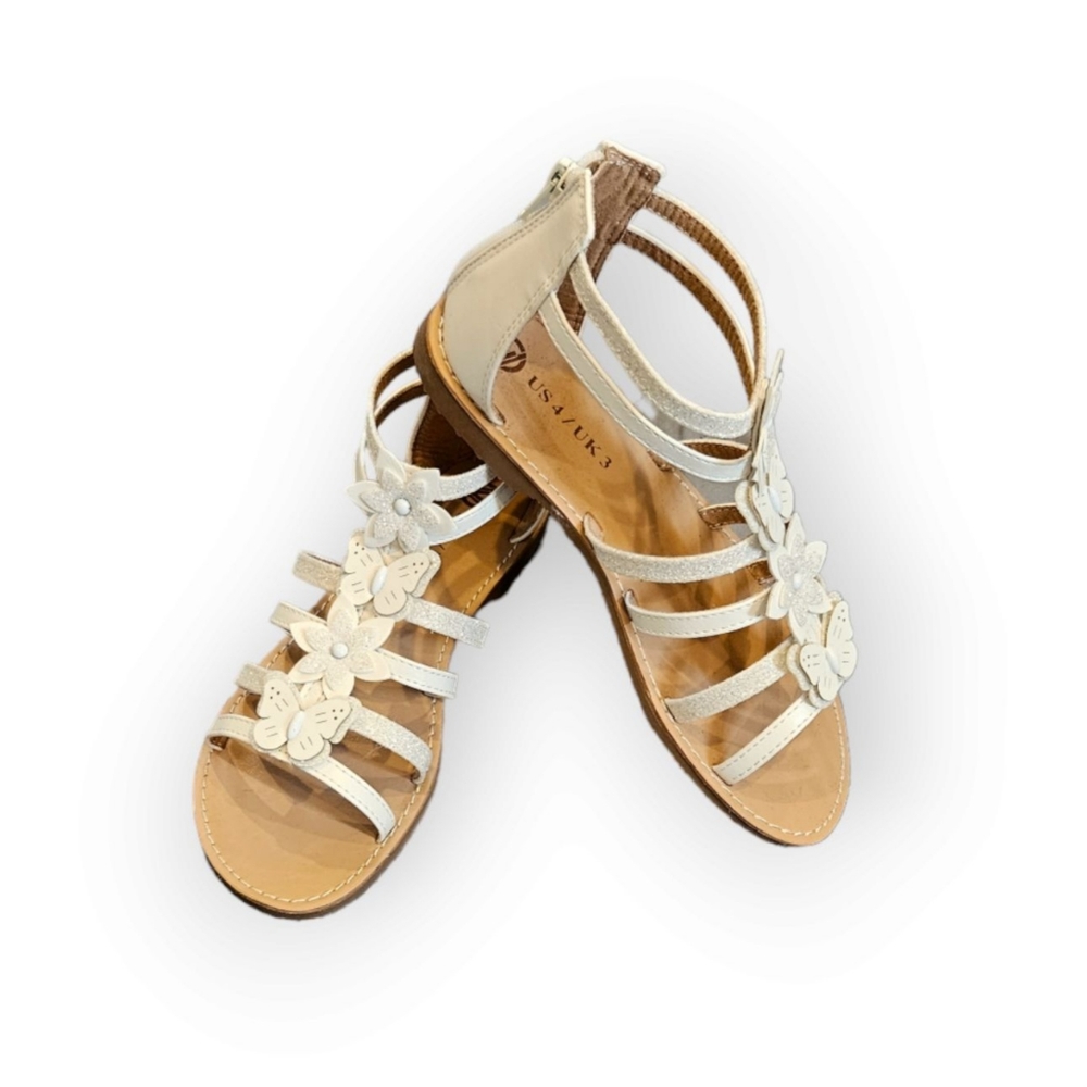 NWOT Girl's White Open Toe Sandals Size 4